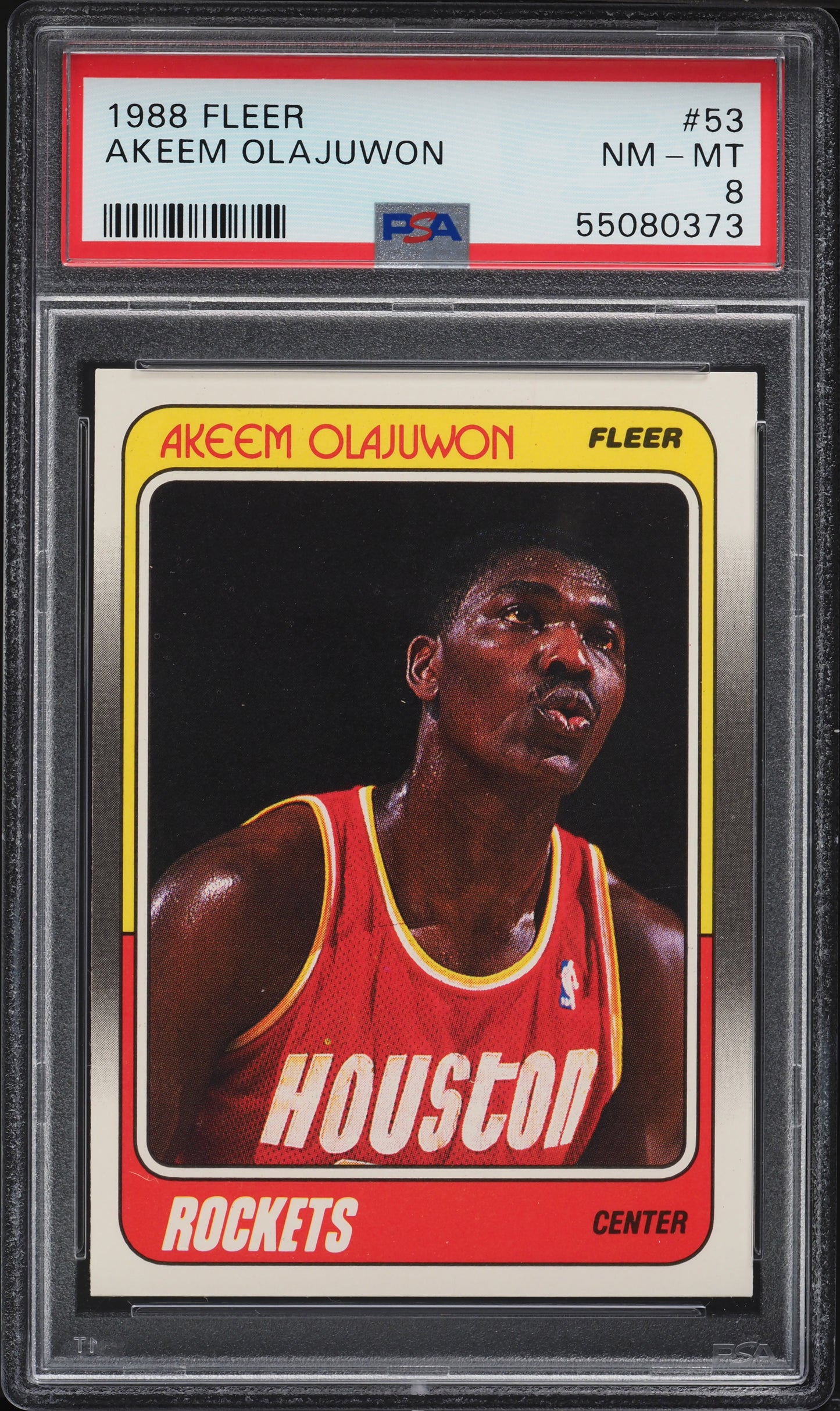 1988 FLEER BASKETBALL HAKEEM OLAJUWON #53 PSA 8 NM-MT