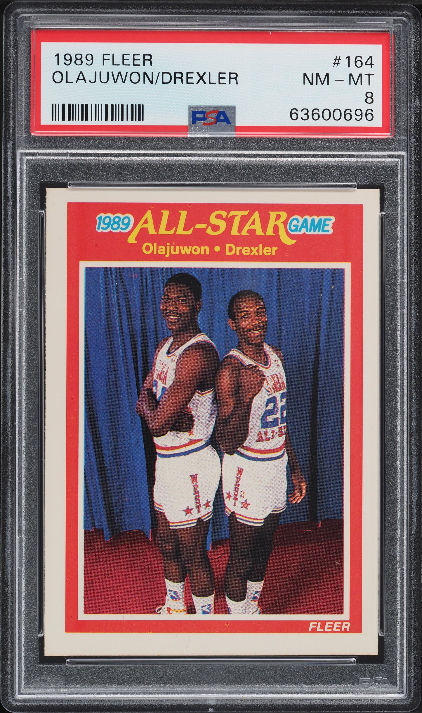 1989 FLEER BASKETBALL HAKEEM OLAJUWON CLYDE DREXLER #164 PSA 8 NM-MT