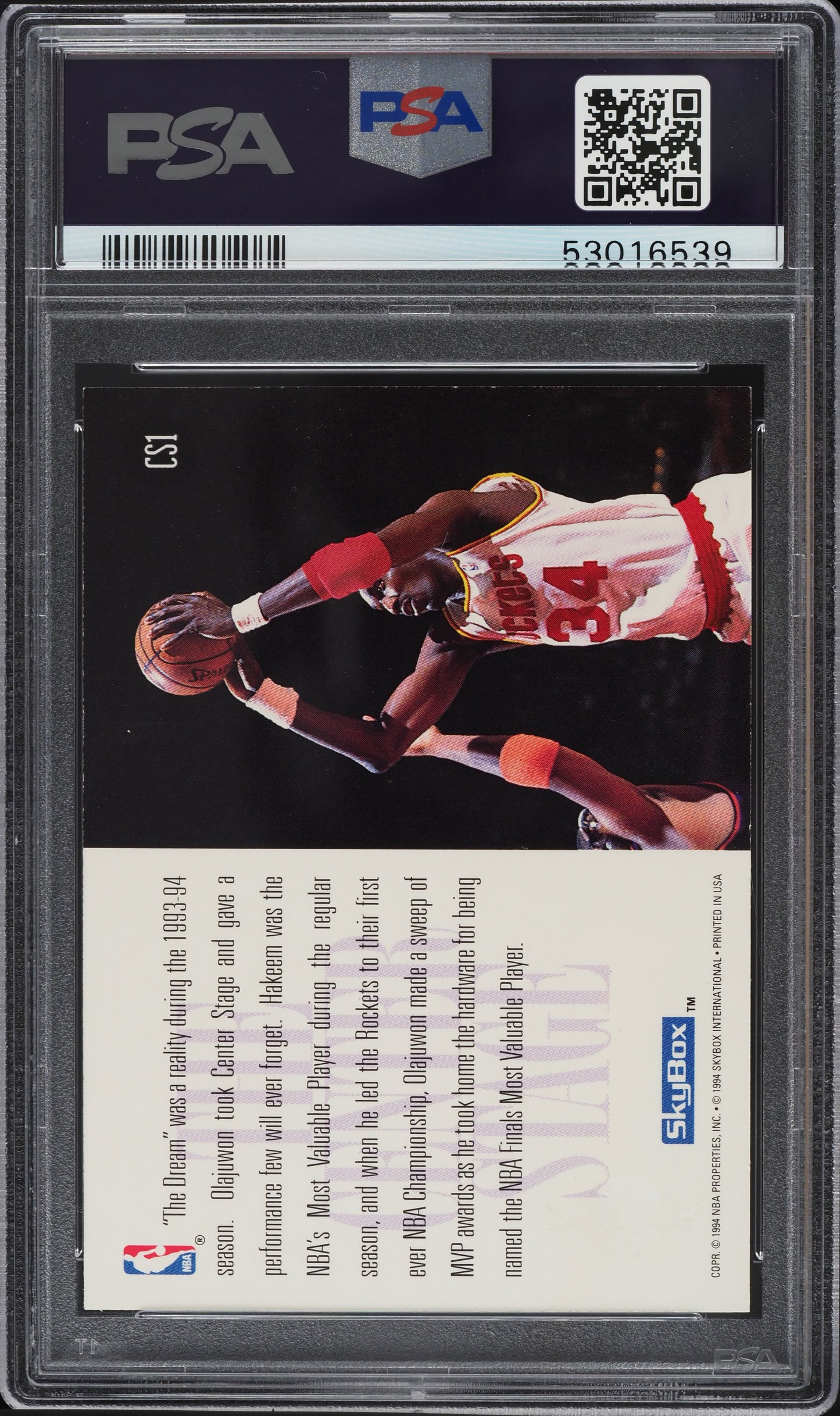 1994 SKYBOX PREMIUM CENTER STAGE HAKEEM OLAJUWON #CS1 PSA 7 NRMT