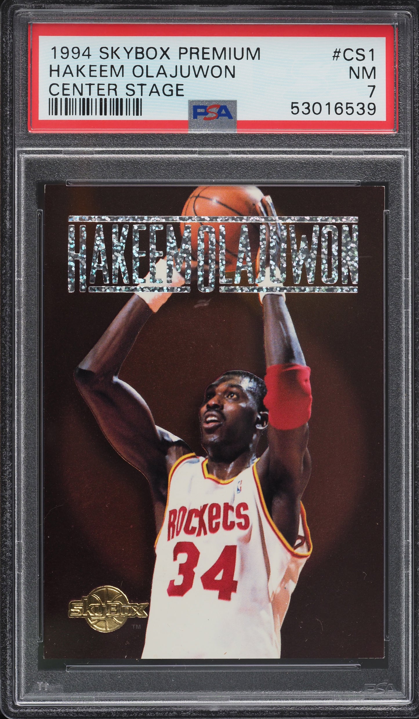 1994 SKYBOX PREMIUM CENTER STAGE HAKEEM OLAJUWON #CS1 PSA 7 NRMT