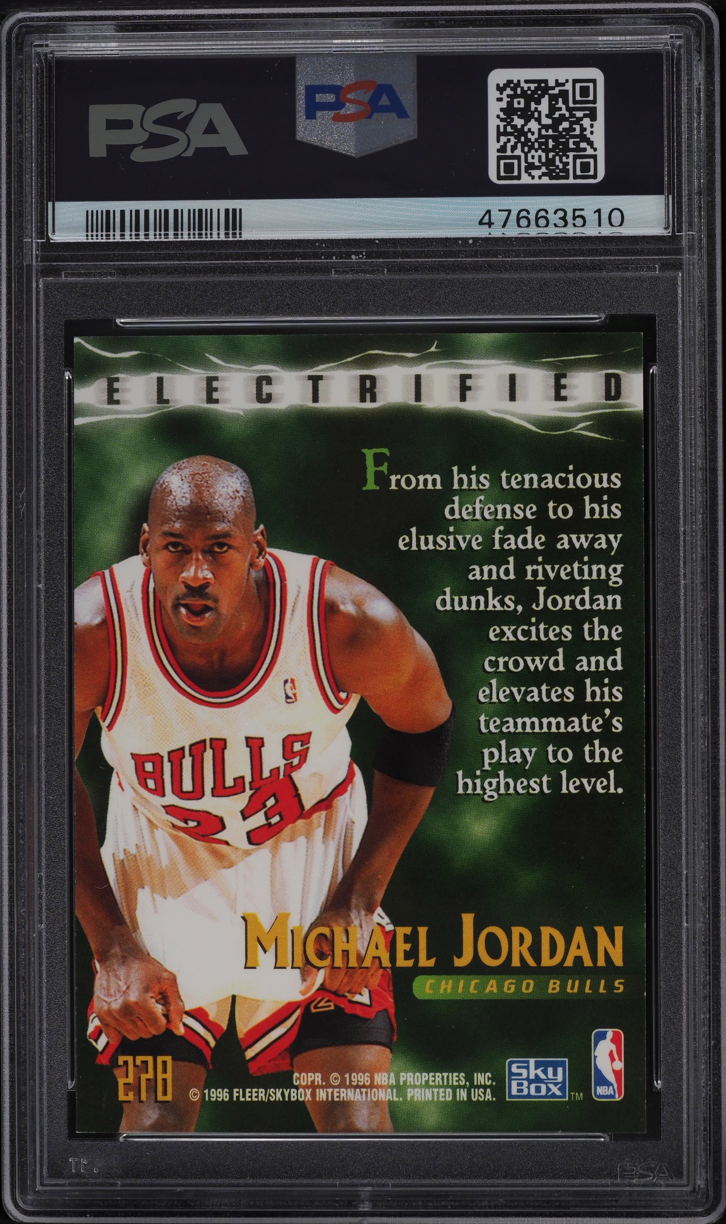 1995 SKYBOX PREMIUM MICHAEL JORDAN #278 PSA 8 NM-MT