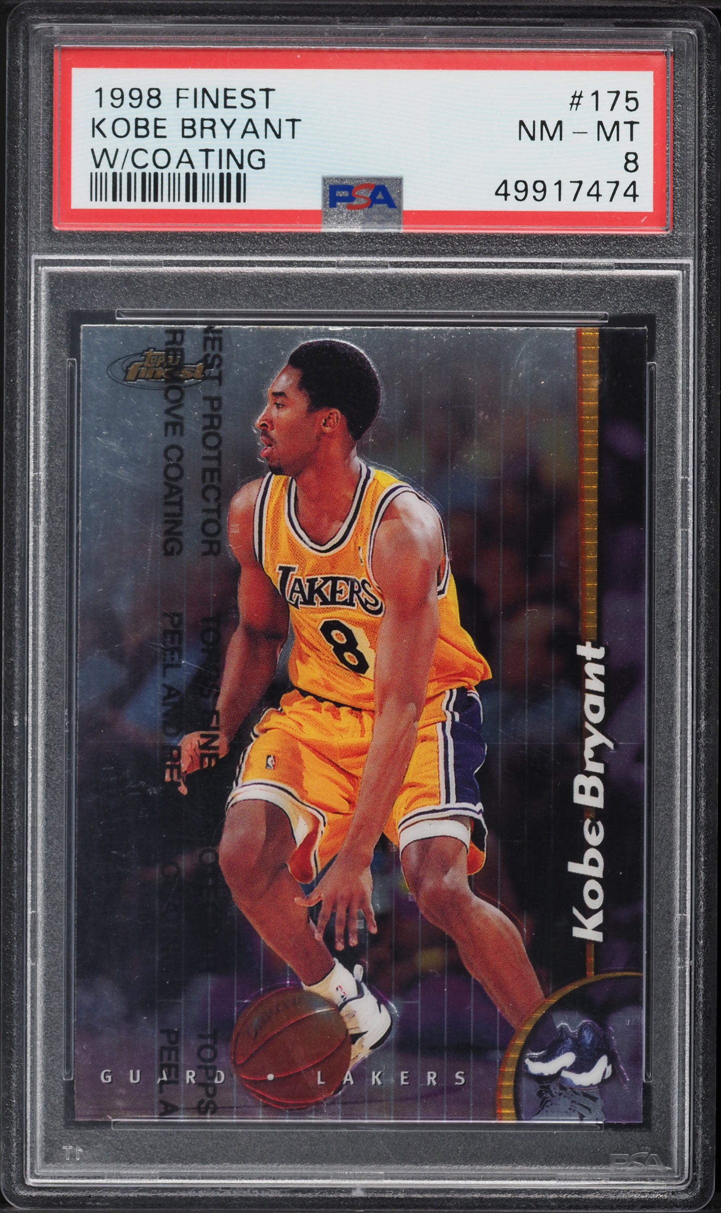 1998 FINEST BASKETBALL COATING KOBE BRYANT #175 PSA 8 NM-MT