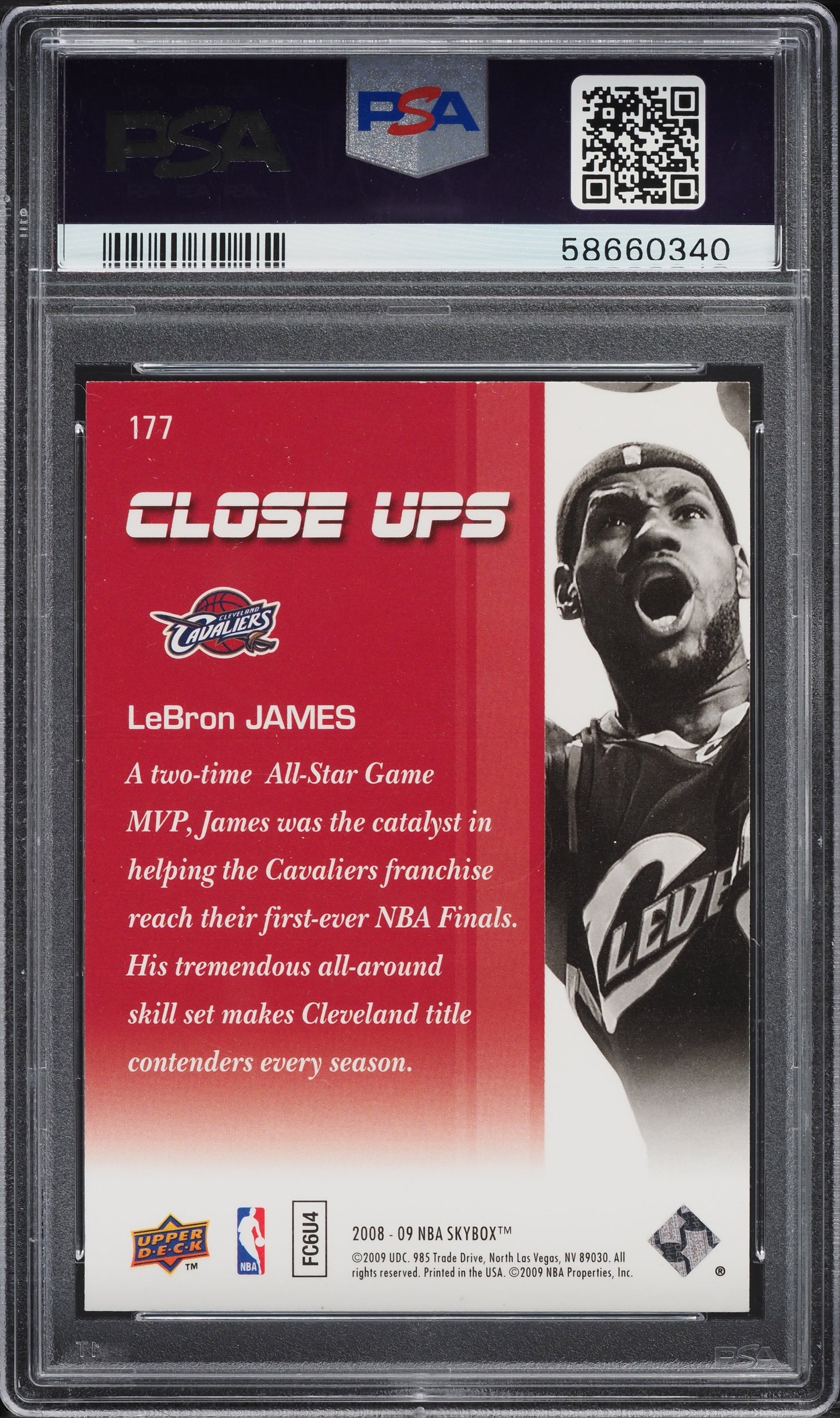 2008 SKYBOX CLOSE UPS LEBRON JAMES #177 PSA 9 MINT