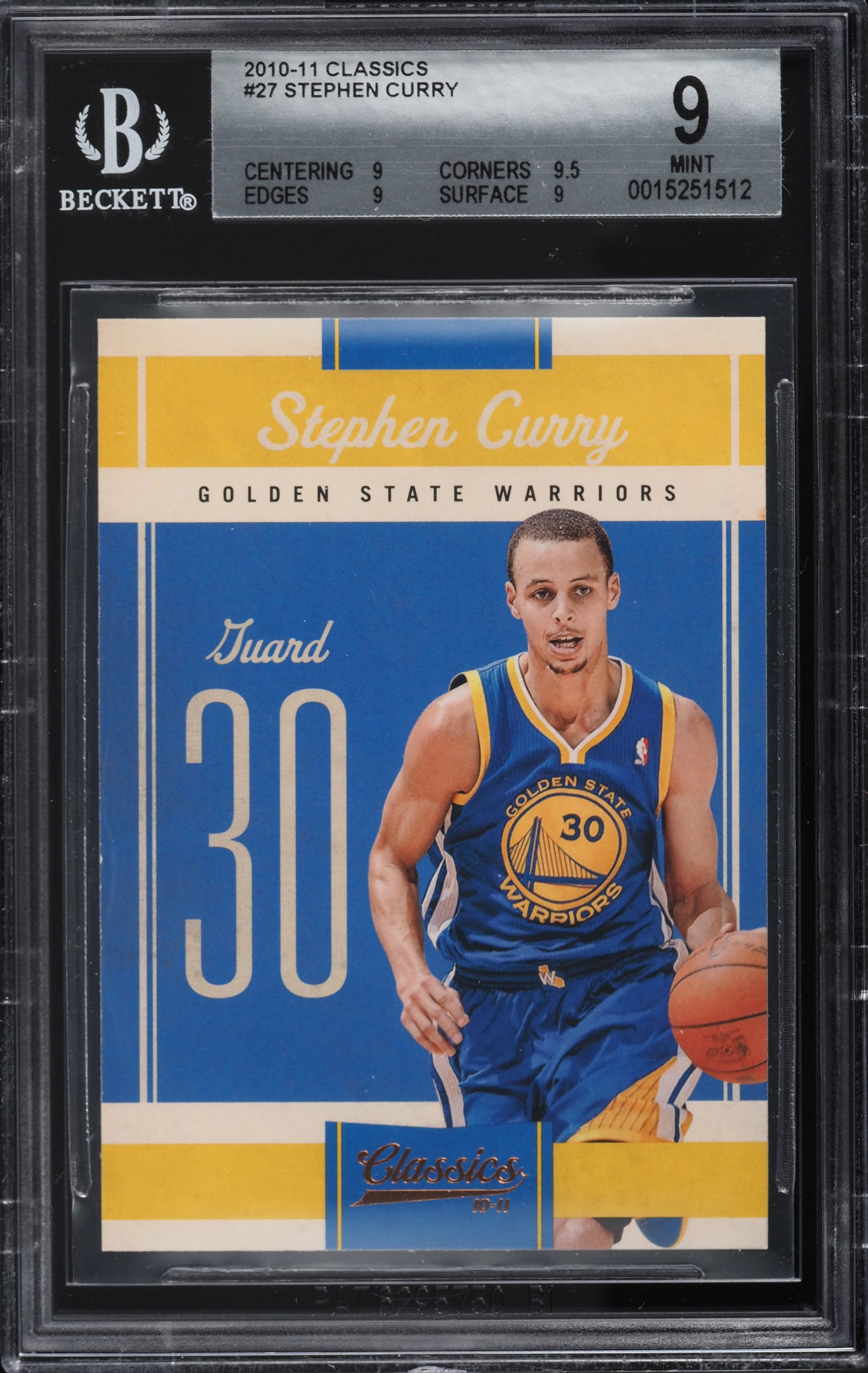2010 PANINI CLASSICS STEPHEN CURRY #27 BGS 9 MINT