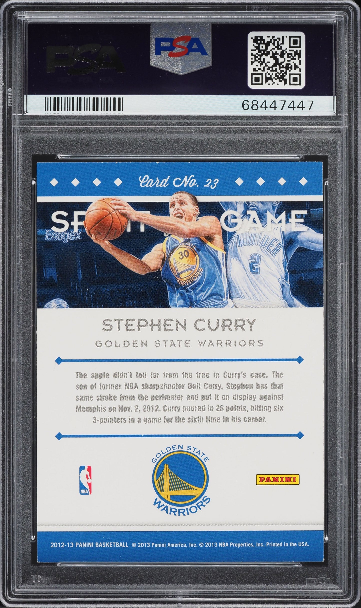 2012 PANINI SPIRIT OF THE GAME STEPHEN CURRY #23 PSA 8 NM-MT