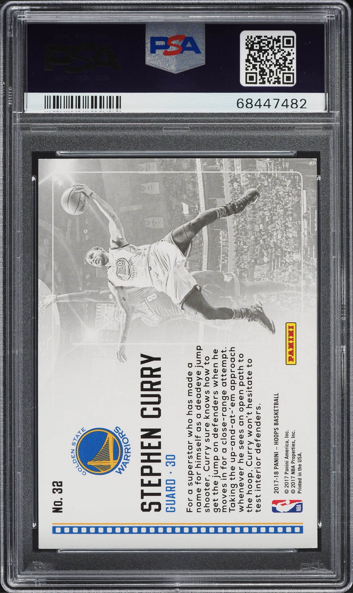2017 HOOPS LIGHTS CAMERA ACTION STEPHEN CURRY #32 PSA 8 NM-MT