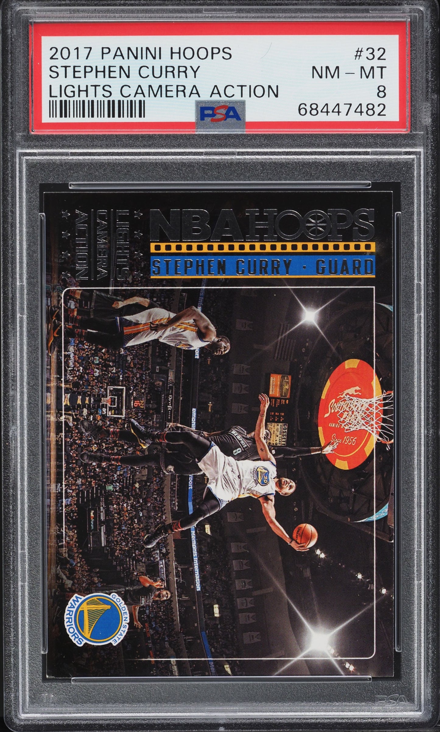 2017 HOOPS LIGHTS CAMERA ACTION STEPHEN CURRY #32 PSA 8 NM-MT