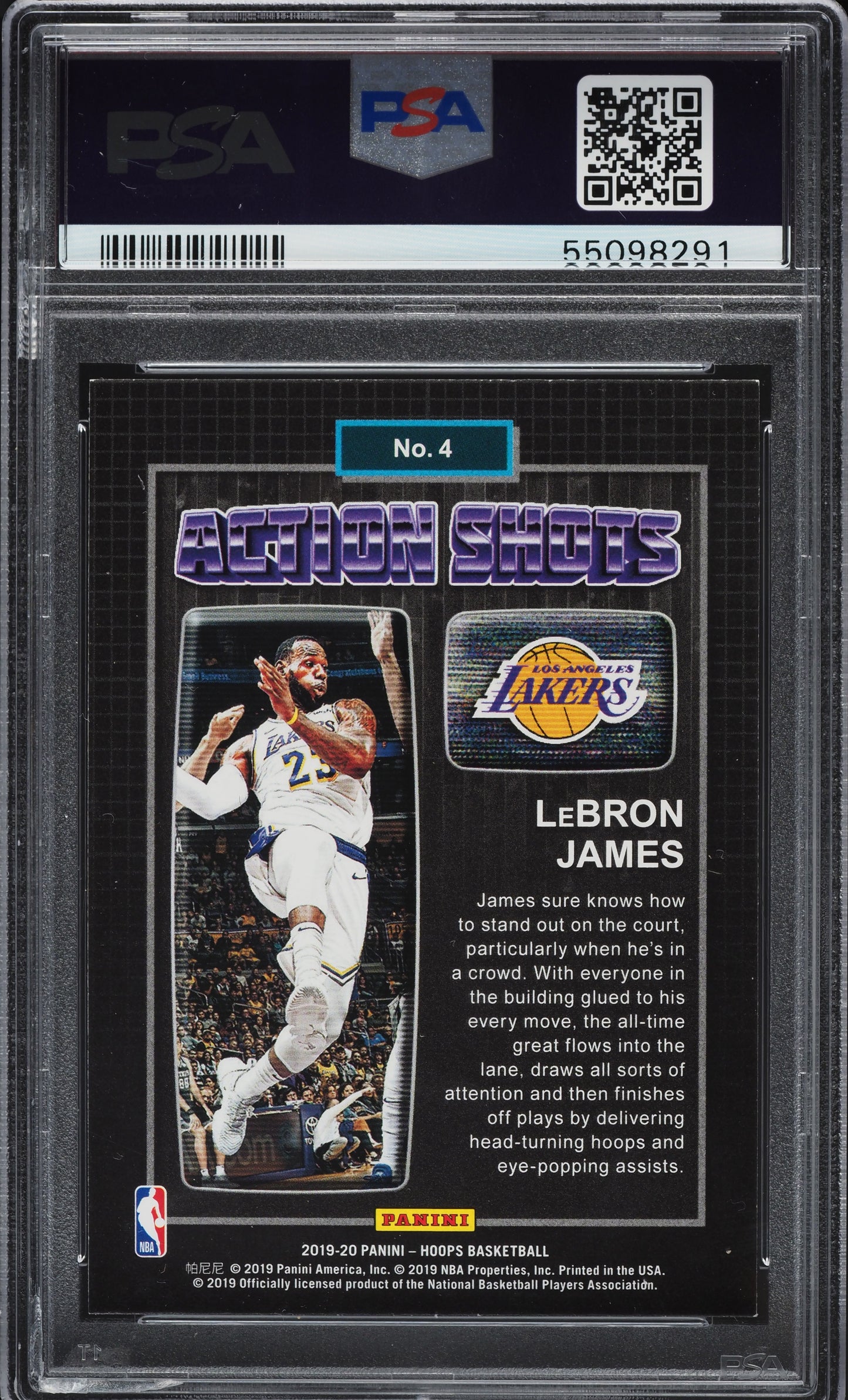 2019 HOOPS ACTION SHOTS LEBRON JAMES #4 PSA 8.5 NM-MT+