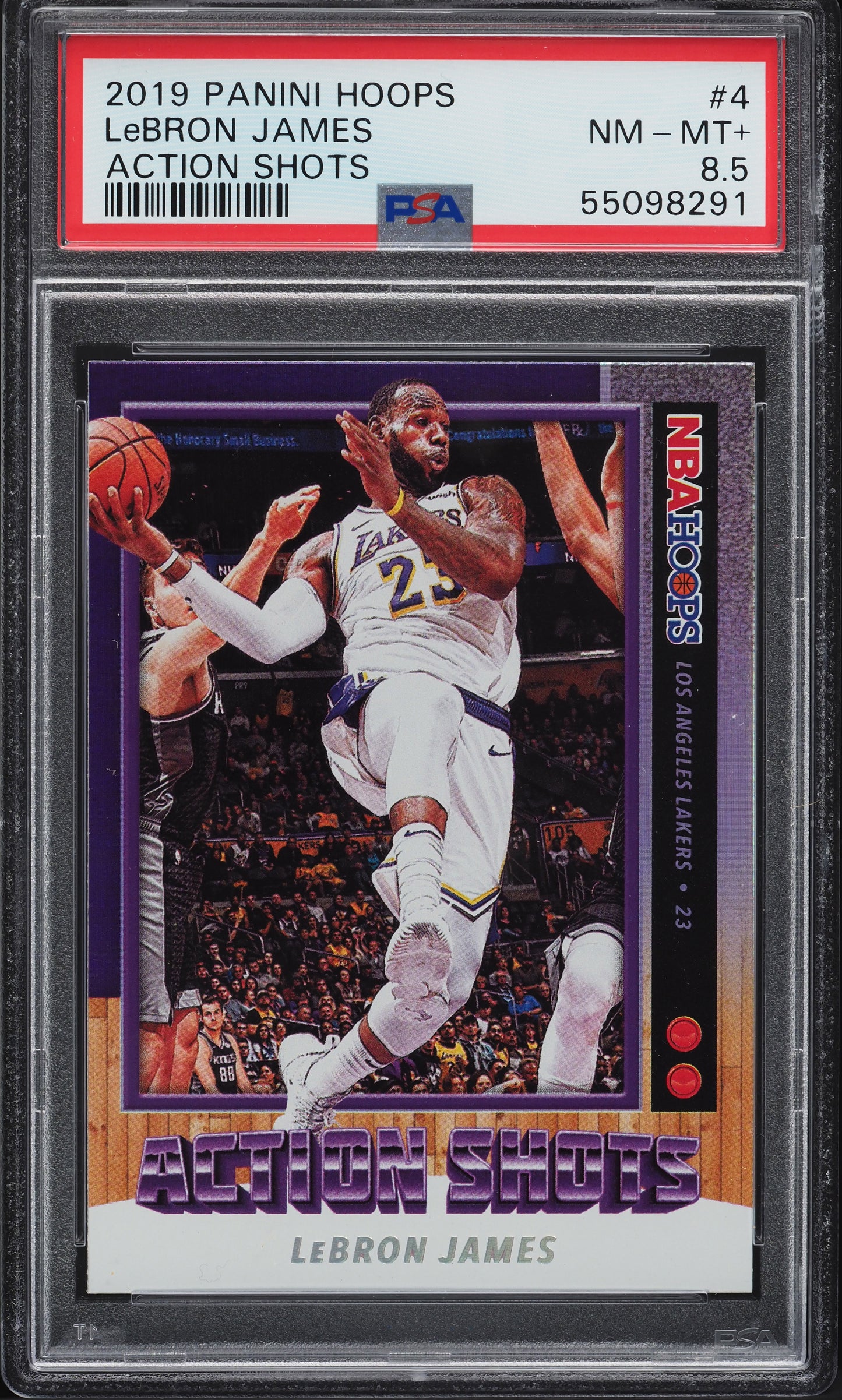 2019 HOOPS ACTION SHOTS LEBRON JAMES #4 PSA 8.5 NM-MT+