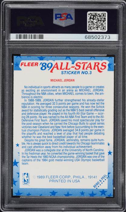 1989 FLEER STICKER MICHAEL JORDAN #3 PSA 7 NRMT