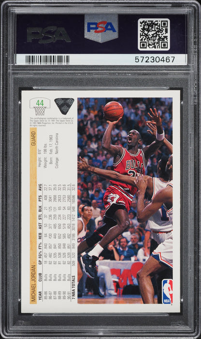 1991 UPPER DECK BASKETBALL MICHAEL JORDAN #44 PSA 8 NM-MT