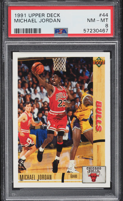 1991 UPPER DECK BASKETBALL MICHAEL JORDAN #44 PSA 8 NM-MT