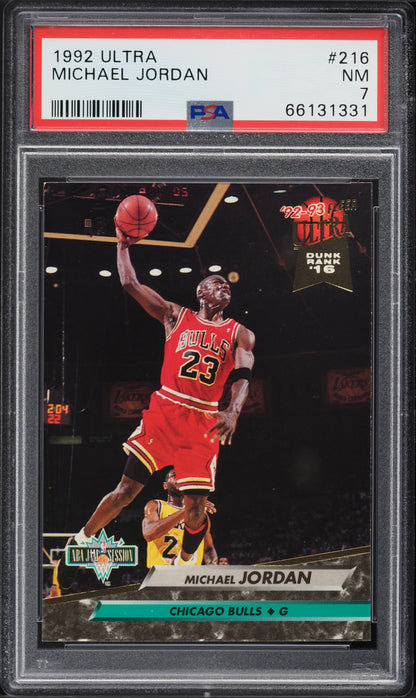 1992 ULTRA BASKETBALL MICHAEL JORDAN #216 PSA 7 NRMT