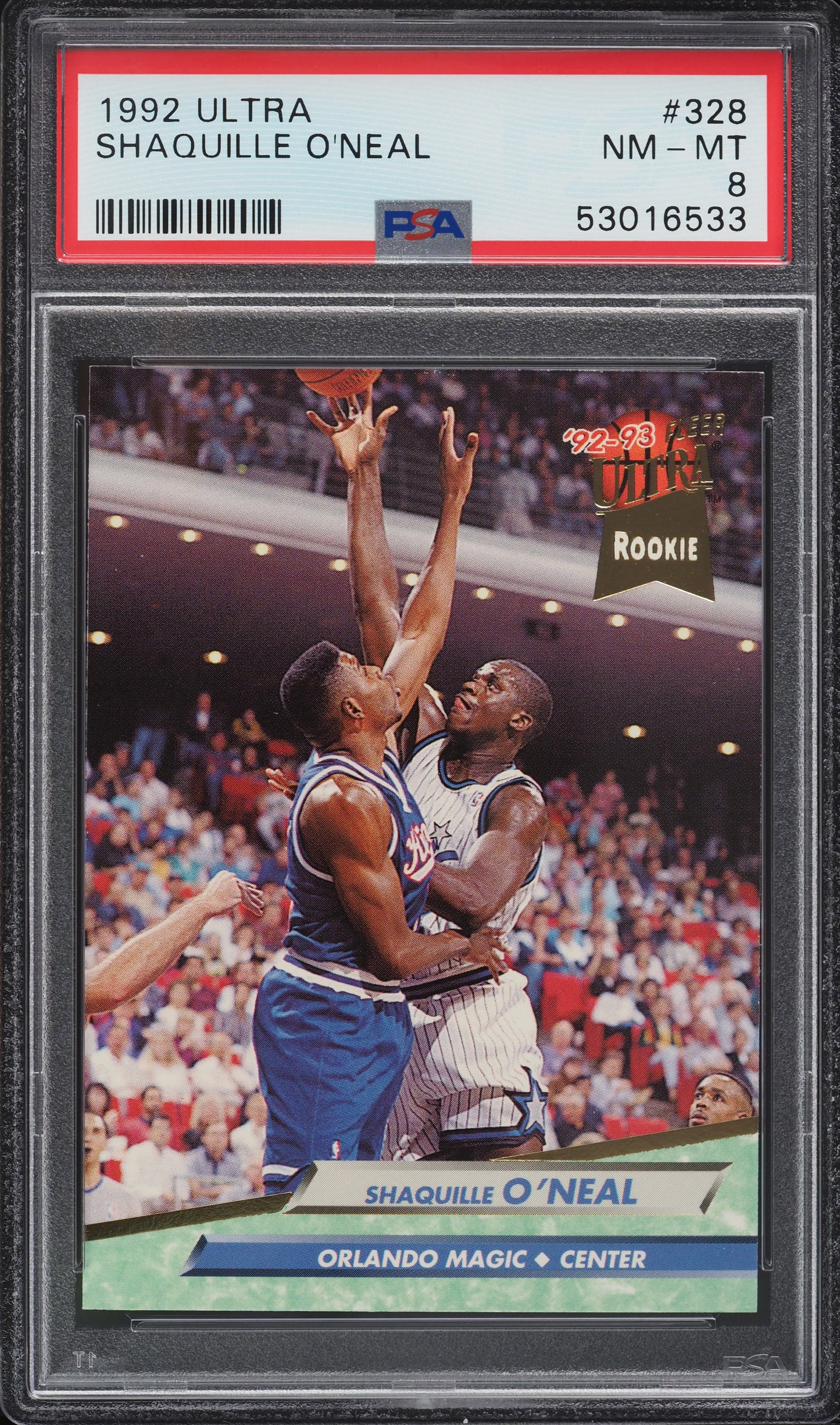 1992 ULTRA SHAQUILLE O'NEAL ROOKIE #328 PSA 8 NM-MT