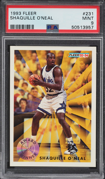 1993 FLEER BASKETBALL SHAQUILLE O'NEAL #231 PSA 9 MINT