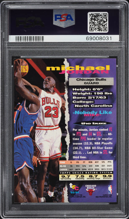 1993 STADIUM CLUB BASKETBALL MICHAEL JORDAN #169 PSA 8 NM-MT