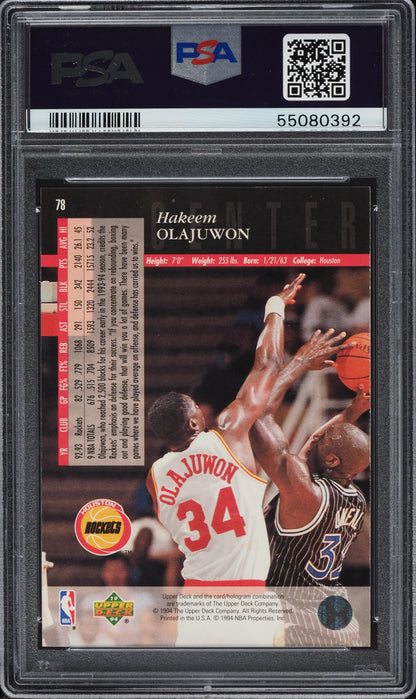 1993 UPPER DECK SE HAKEEM OLAJUWON #78 PSA 9 MINT