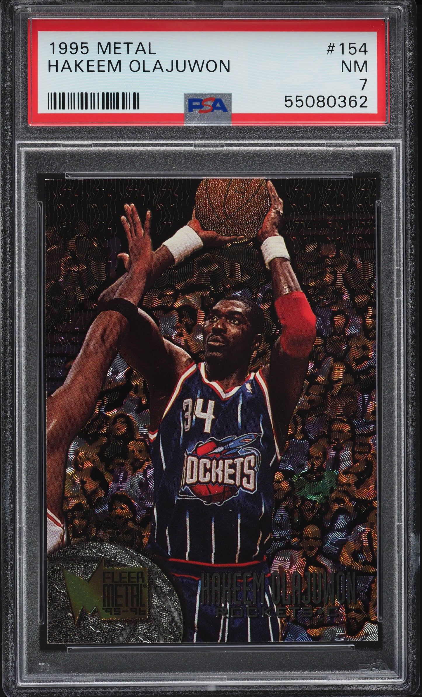 1995 METAL BASKETBALL HAKEEM OLAJUWON #154 PSA 7 NRMT