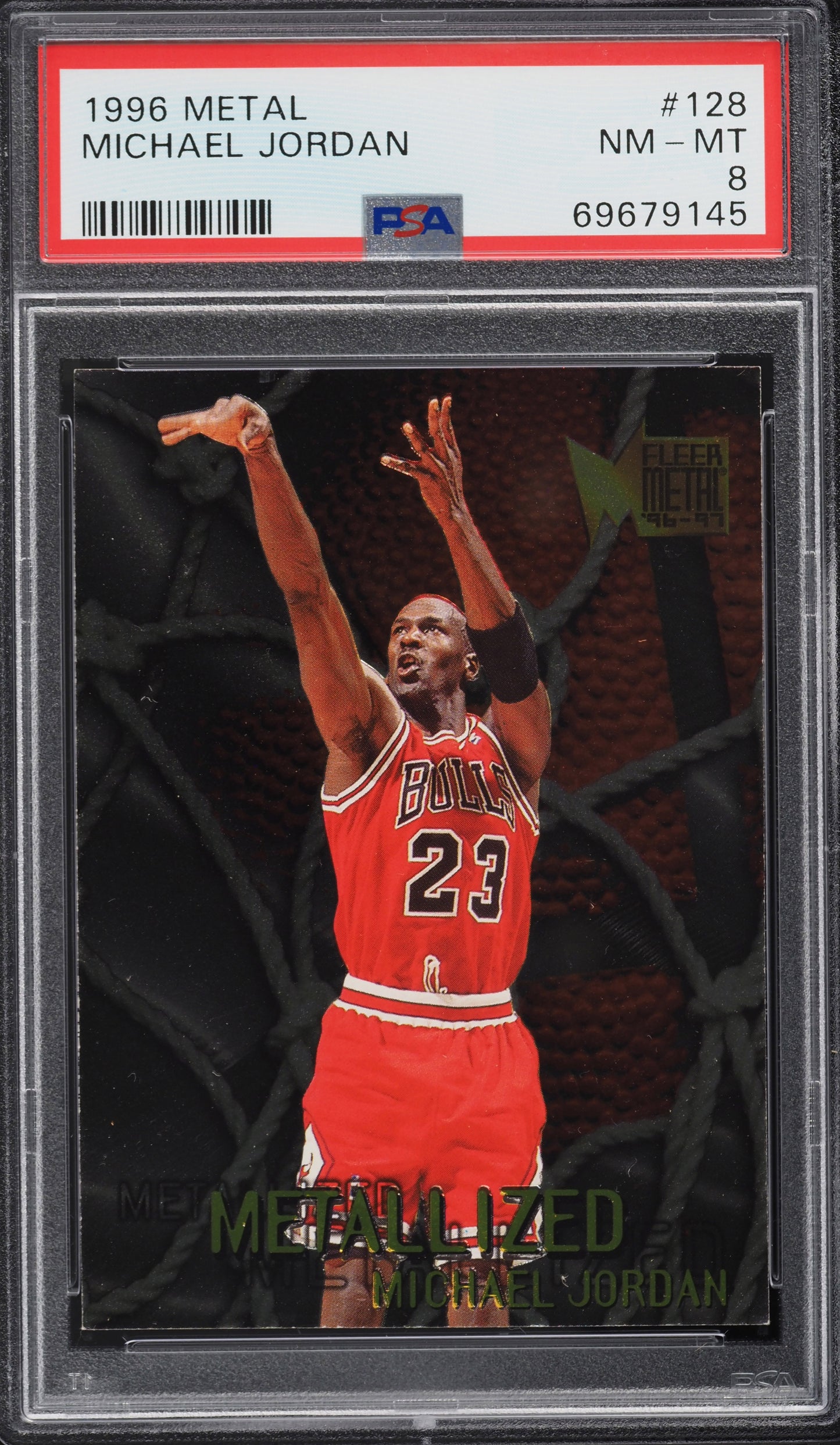 1996 METAL METALIZED MICHAEL JORDAN #128 PSA 8 NM-MT