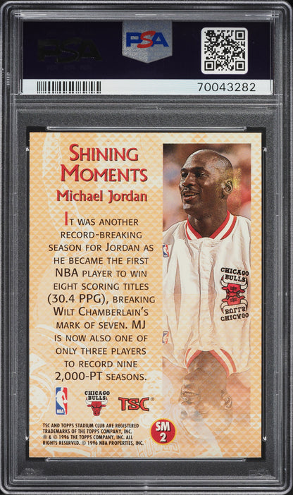 1996 STADIUM CLUB SHINING MOMENTS MICHAEL JORDAN #SM2 PSA 8 NM-MT