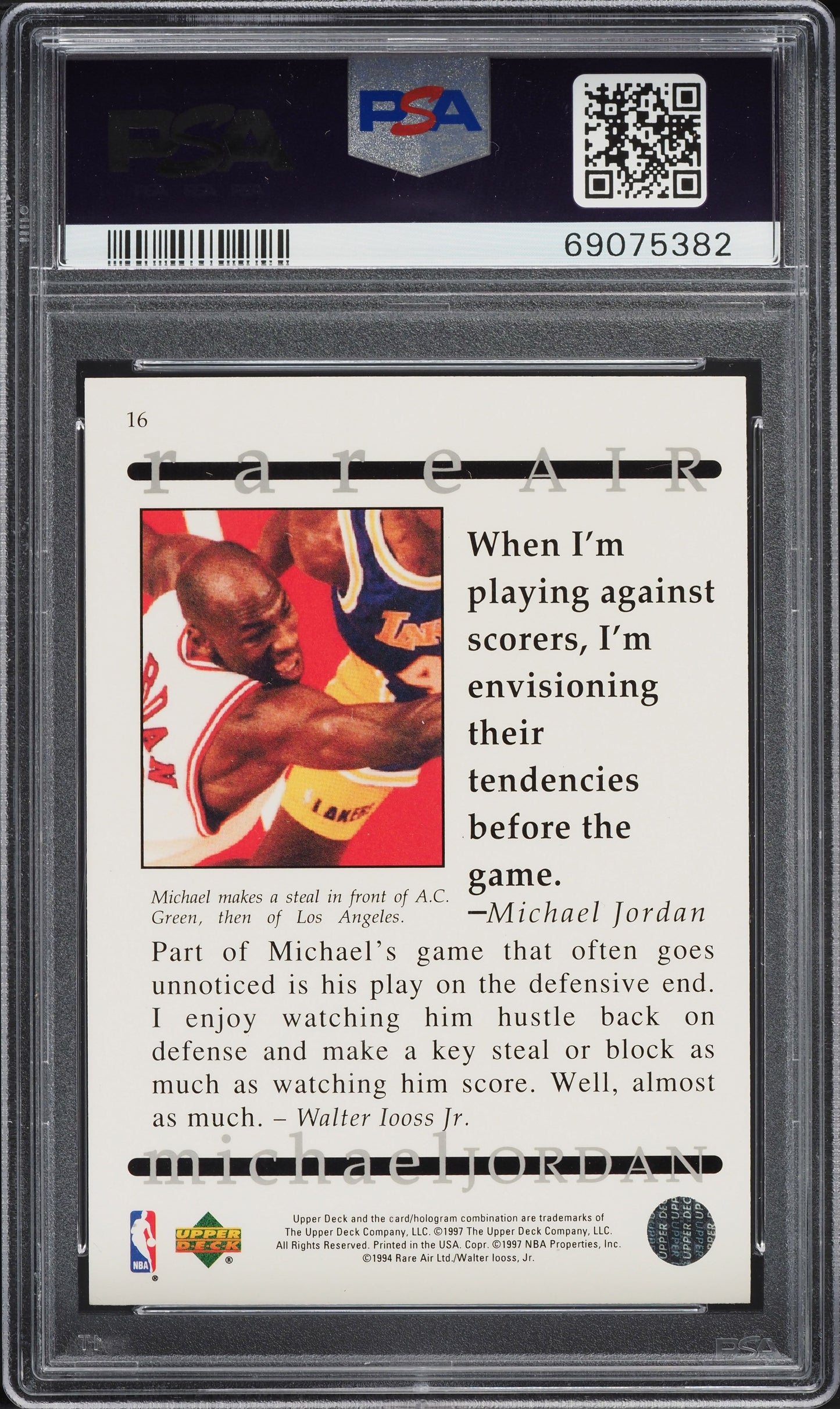 1997 UPPER DECK MJ RARE AIR MICHAEL JORDAN #16 PSA 8 NM-MT