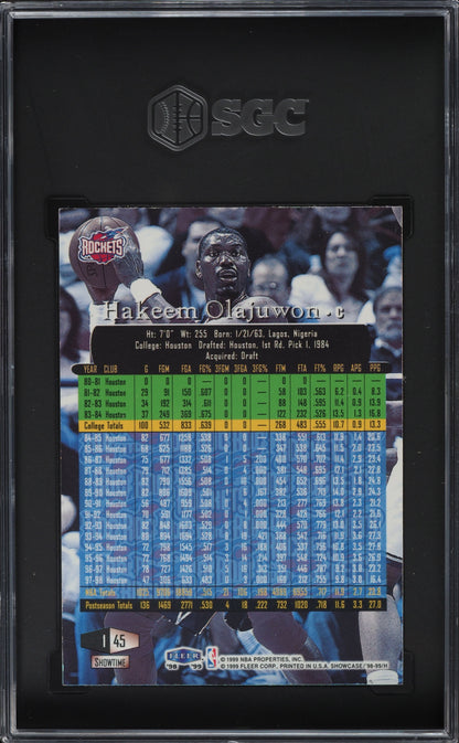 1998 FLAIR SHOWCASE ROW 1 HAKEEM OLAJUWON 3000 #45 SGC 8.5 NM-MT+