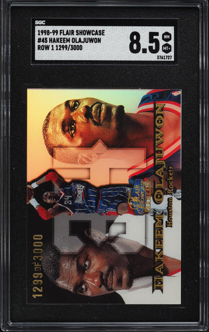 1998 FLAIR SHOWCASE ROW 1 HAKEEM OLAJUWON 3000 #45 SGC 8.5 NM-MT+