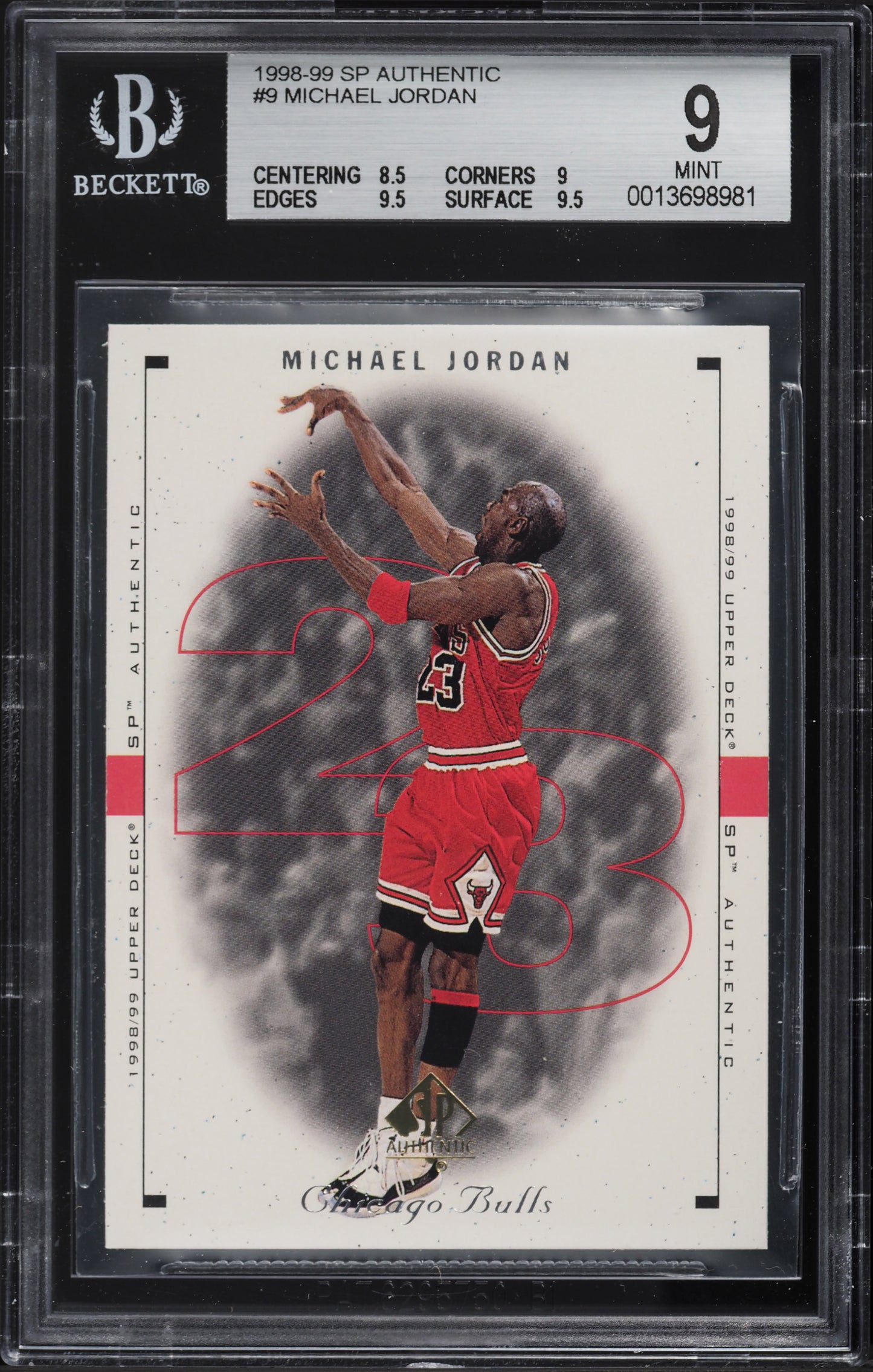 1998 SP AUTHENTIC MICHAEL JORDAN #9 BGS 9 MINT