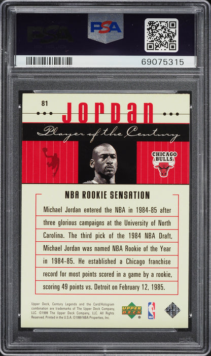 1999 UPPER DECK CENTURY LEGENDS MICHAEL JORDAN #81 PSA 8 NM-MT