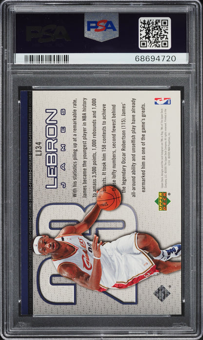 2005 UPPER DECK LJ LEBRON JAMES #LJ34 PSA 9 MINT